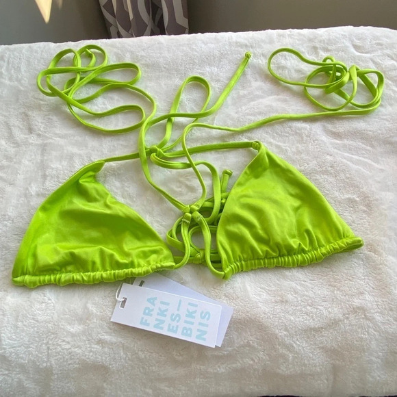 New! Frankie's Bikinis Tatum Satin Triangle Bikini Top 14811 - Picture 5 of 10